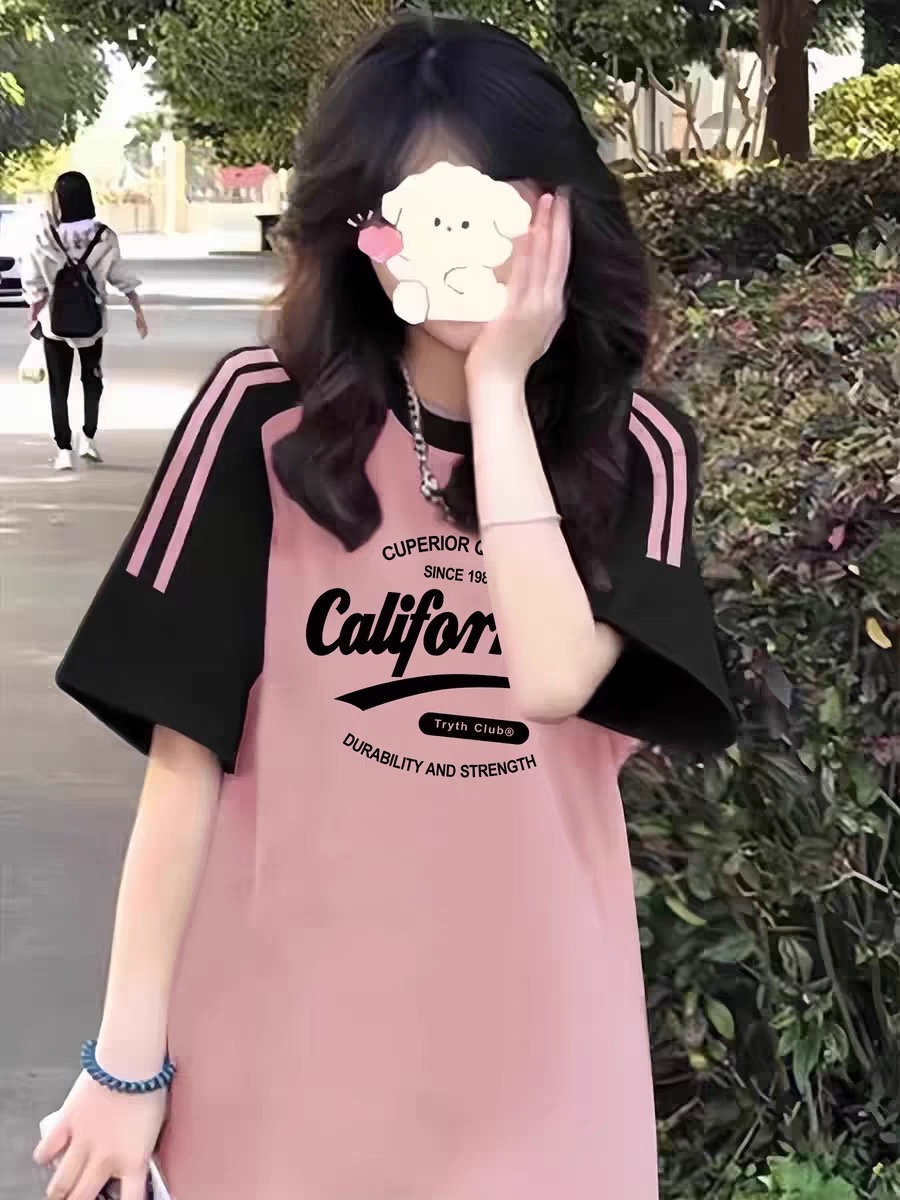 High Street American-Style Three-Stripe Short Sleeve T-Shirt for Girls - Summer Model for Middle & High School Students High Street American-Style Three-Stripe Short Sleeve T-Shirt for Girls - Summer Model for Middle & High School Students