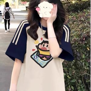 High Street American-Style Three-Stripe Short Sleeve T-Shirt for Girls - Summer Model for Middle & High School Students