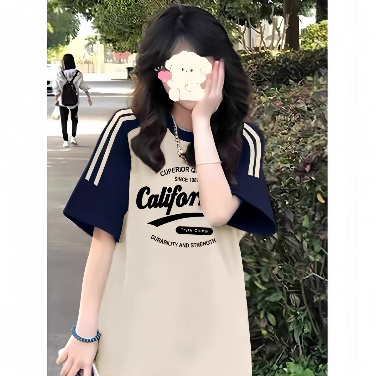 High Street American-Style Three-Stripe Short Sleeve T-Shirt for Girls - Summer Model for Middle & High School Students High Street American-Style Three-Stripe Short Sleeve T-Shirt for Girls - Summer Model for Middle & High School Students