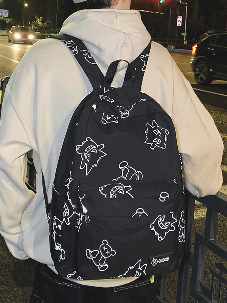 High Street Graffiti Reflective Backpack for Students - Large Capacity Unisex Design for Men and Women High Street Graffiti Reflective Backpack for Students - Large Capacity Unisex Design for Men and Women