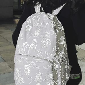 High Street Graffiti Reflective Backpack for Students - Large Capacity Unisex Design for Men and Women