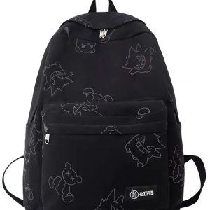 High Street Graffiti Reflective Backpack for Students - Large Capacity Unisex Design for Men and Women