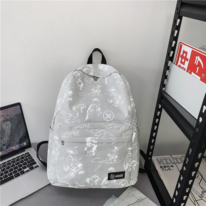 High Street Graffiti Reflective Backpack for Students - Large Capacity Unisex Design for Men and Women High Street Graffiti Reflective Backpack for Students - Large Capacity Unisex Design for Men and Women