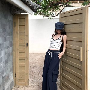 High Street Slay Casual Pants for Women - Summer American Vintage Loose Straight Cargo Pants - Y2K Style