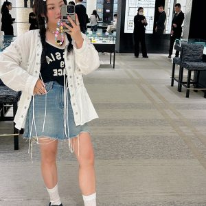 High Waist Plus Size A-Line Denim Skirt for Women - Summer 2025 Slimming Short Skirt, Trendy Casual Style