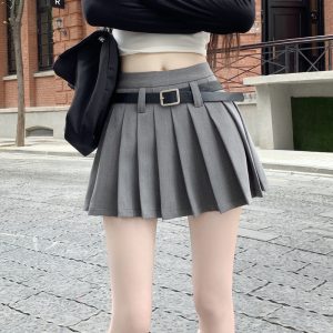 High Waist White Pleated Skirt Pants for Women - Summer College Style A-Line Design, Anti-Exposure for Spicy Girls