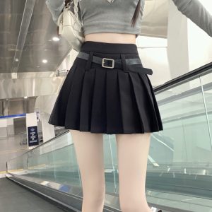 High Waist White Pleated Skirt Pants for Women - Summer College Style A-Line Design, Anti-Exposure for Spicy Girls