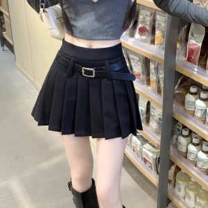 High Waist White Pleated Skirt Pants for Women - Summer College Style A-Line Design, Anti-Exposure for Spicy Girls