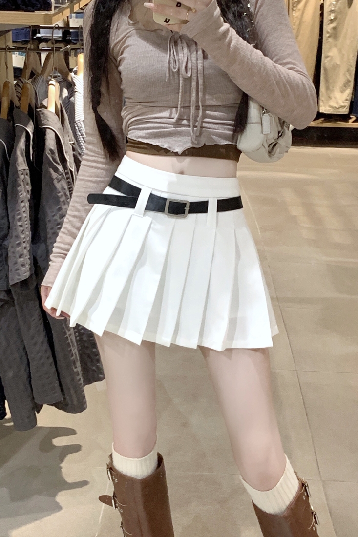 High Waist White Pleated Skirt Pants for Women - Summer College Style A-Line Design, Anti-Exposure for Spicy Girls High Waist White Pleated Skirt Pants for Women - Summer College Style A-Line Design, Anti-Exposure for Spicy Girls