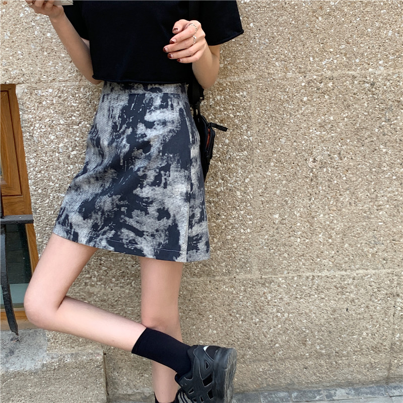 High-Waisted A-Line Bodycon Skirt for Women, Plus Size Tie-Dye Design, Trendy Spring Summer 2024 Fashion, Short Skirt