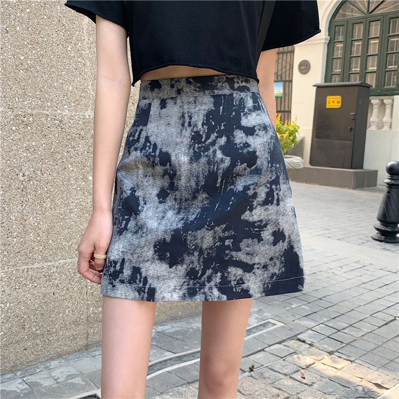 High-Waisted A-Line Bodycon Skirt for Women, Plus Size Tie-Dye Design, Trendy Spring Summer 2024 Fashion, Short Skirt