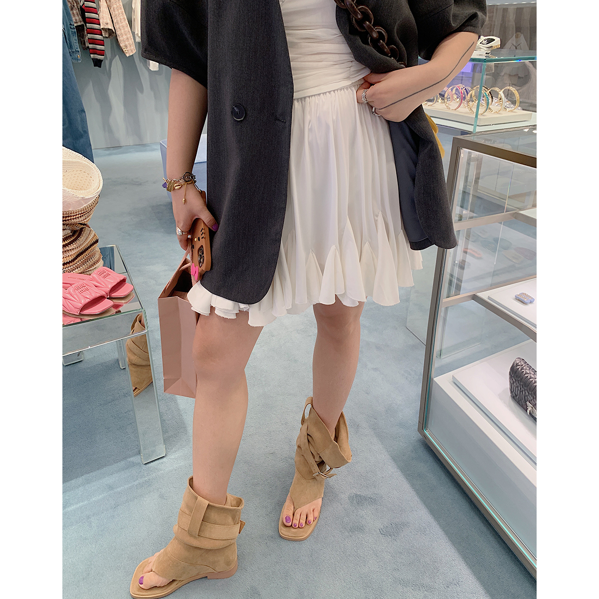 High-Waisted A-Line Half Skirt for Women, Plus Size Slimming White Skirt, Spring Summer 2025, Trendy Chic Style