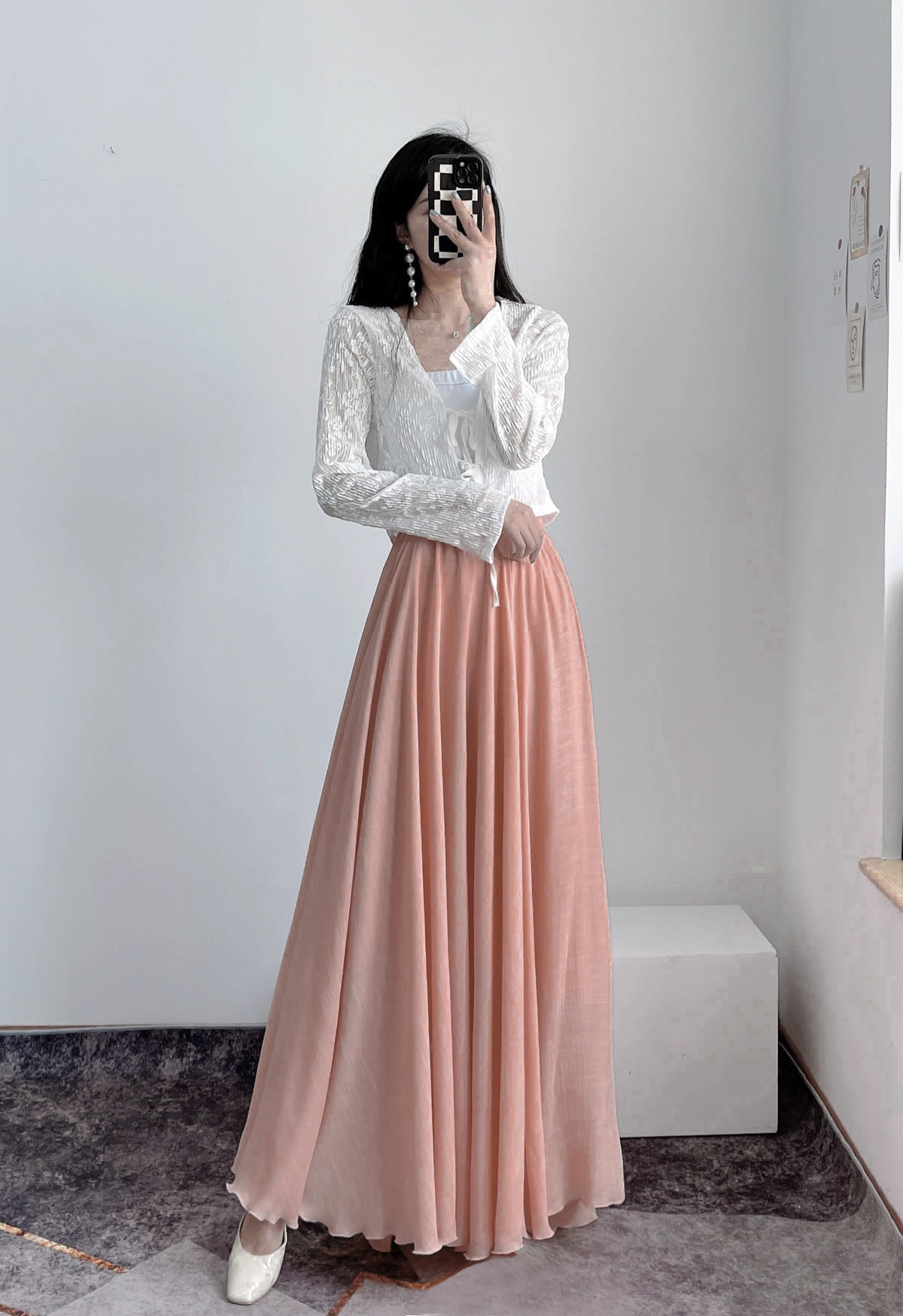 High-Waisted A-Line Long Skirt in Wrinkle-Resistant Cotton-Linen, Solid Color, Large Swing, Slimming Design for Spring & Summer High-Waisted A-Line Long Skirt in Wrinkle-Resistant Cotton-Linen, Solid Color, Large Swing, Slimming Design for Spring & Summer