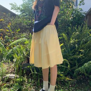 High-Waisted A-Line Short Skirt for Women, Elastic Pleated Big Pocket Tassel Design, Summer 2025 Petite Fashion Trend