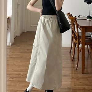 High-Waisted A-Line Skirt for Women - American High Street Style, Quick-Dry, Functional, Mid-Length, Slimming, Hip-Covering Design