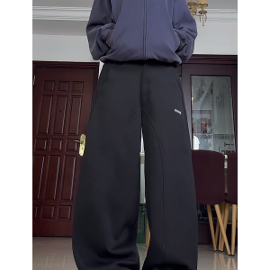 High-Waisted American Retro Sports Casual Pants for Women, Loose-Fit BF Style, Slimming Versatile Wide-Leg Trousers