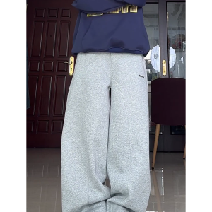 High-Waisted American Retro Sports Casual Pants for Women, Loose-Fit BF Style, Slimming Versatile Wide-Leg Trousers