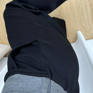 High-Waisted Black Color-Blocked Casual Sports Pants for Women, Loose-Fitting Wide-Leg Trousers for Spring 2025