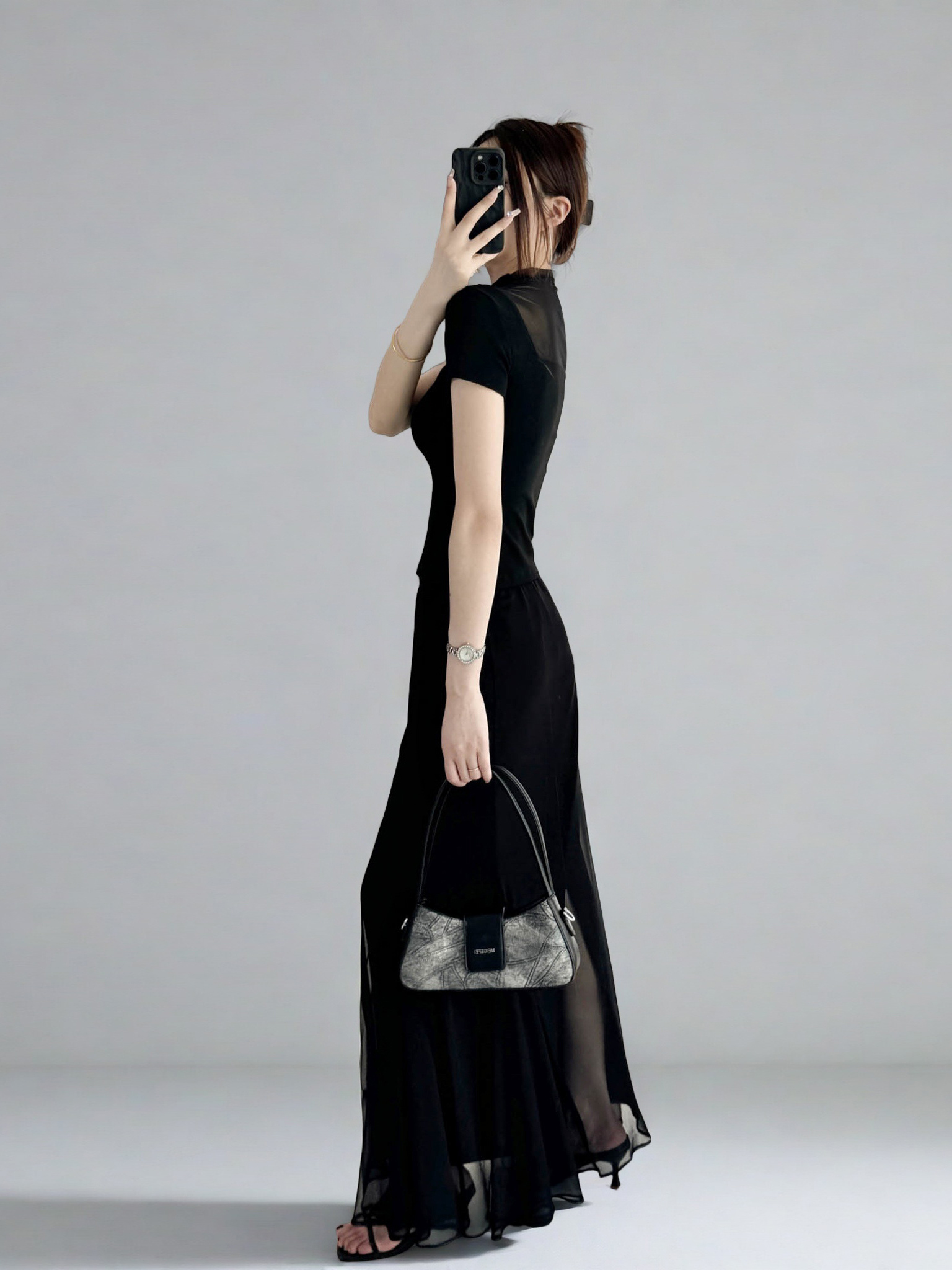 High-Waisted Black Fishtail A-Line Skirt for Women - Slimming, Versatile Design for Spring/Summer 2025, High Elasticity Fashion Essential High-Waisted Black Fishtail A-Line Skirt for Women - Slimming, Versatile Design for Spring/Summer 2025, High Elasticity Fashion Essential