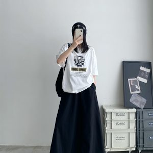 High-Waisted Black Midi Skirt for Women, Vintage Style Long Skirt, Spring Autumn Workwear, Trendy 90s Inspired Fashion