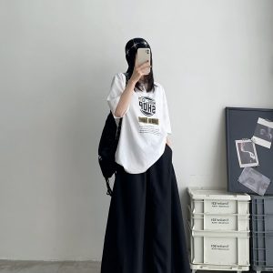 High-Waisted Black Midi Skirt for Women, Vintage Style Long Skirt, Spring Autumn Workwear, Trendy 90s Inspired Fashion