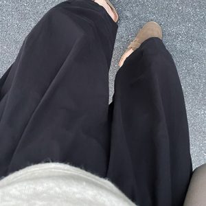 High-Waisted Black Plus Size Balloon Pants for Women - Casual Wide-Leg Nine-Point Trousers for Summer Style