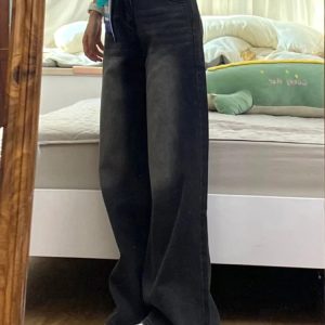 High-Waisted Black Wide-Leg Jeans for Women, 2025 New Style, Slimming Fit for Petite Pear-Shaped Figures, Straight-Leg Design