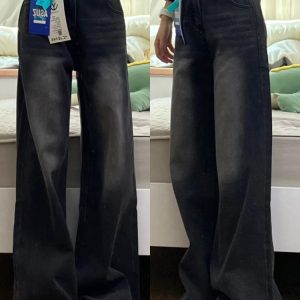 High-Waisted Black Wide-Leg Jeans for Women, 2025 New Style, Slimming Fit for Petite Pear-Shaped Figures, Straight-Leg Design