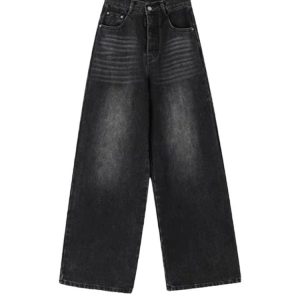High-Waisted Black Wide-Leg Jeans for Women, 2025 New Style, Slimming Fit for Petite Pear-Shaped Figures, Straight-Leg Design