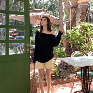 High-Waisted Blue Elastic Waistband Loose Sports Shorts for Women - Summer Slim-Fit Casual Athletic Shorts