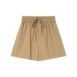 High-Waisted Casual Shorts for Women, Elastic Waistband with Drawstring, Loose Fit, Spring/Summer Style, Petite Size Friendly