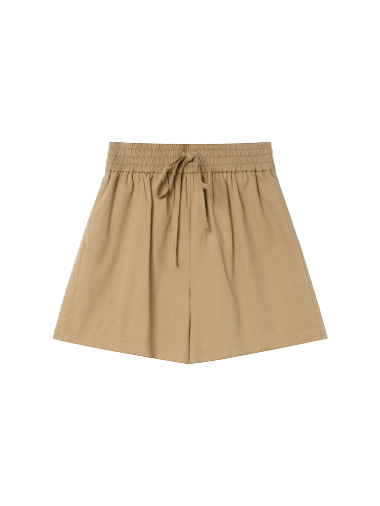 High-Waisted Casual Shorts for Women, Elastic Waistband with Drawstring, Loose Fit, Spring/Summer Style, Petite Size Friendly High-Waisted Casual Shorts for Women, Elastic Waistband with Drawstring, Loose Fit, Spring/Summer Style, Petite Size Friendly