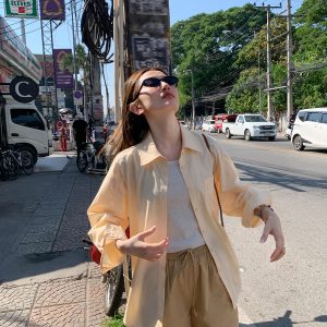 High-Waisted Casual Shorts for Women, Elastic Waistband with Drawstring, Loose Fit, Spring/Summer Style, Petite Size Friendly