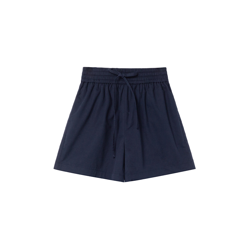 High-Waisted Casual Shorts for Women, Elastic Waistband with Drawstring, Loose Fit, Spring/Summer Style, Petite Size Friendly