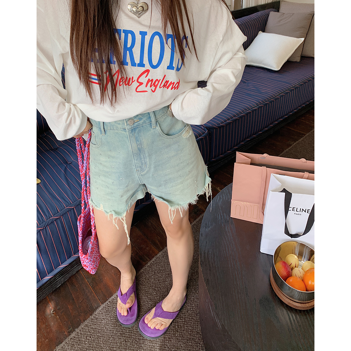 High-Waisted Distressed Denim Shorts for Women - Plus Size Trendy Summer 2025 Fashion