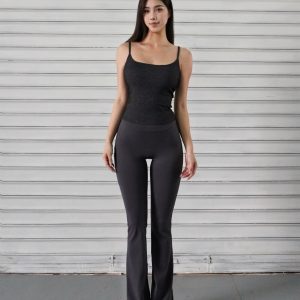 High-Waisted Flared Sports Pants with Elastic Nude Feel, Slimming Yoga Bell-Bottoms for Activewear and Fitness Fashion