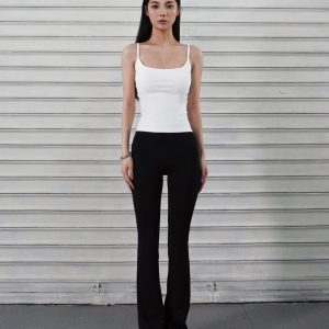 High-Waisted Flared Sports Pants with Elastic Nude Feel, Slimming Yoga Bell-Bottoms for Activewear and Fitness Fashion
