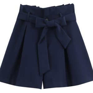 High-Waisted Floral Bud Skirt Pants with Drawstring Waist, Pockets, Ruffled Hem, A-Line Wide-Leg Shorts for Spring/Summer Fashion