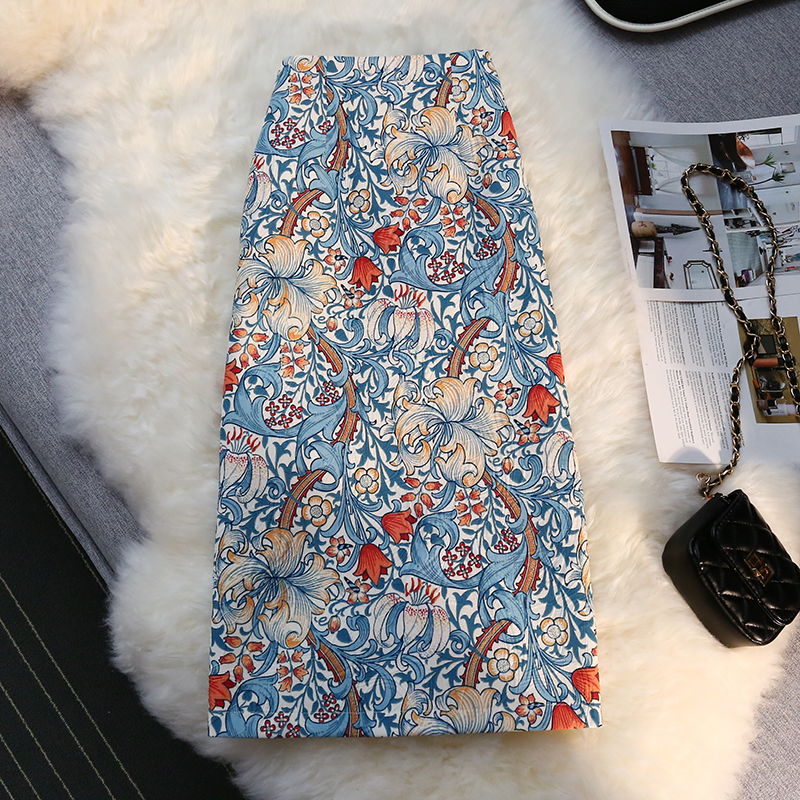 High-Waisted Floral Midi Skirt for Women - Retro A-Line Bodycon Design, Perfect for Summer 2022 Fashion