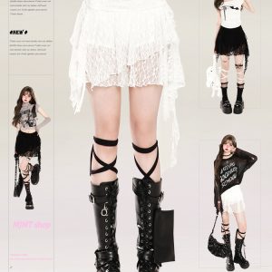 High-Waisted Irregular Ballet Skirt for Women - Summer Lace A-Line Short Skirt - Trendy Hot Girl Fashion