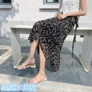 High-Waisted Irregular Floral Chiffon Skirt and Fishtail Long Dress for Travel, Beach, and Sun Protection