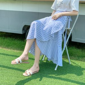 High-Waisted Irregular Floral Chiffon Skirt and Fishtail Long Dress for Travel, Beach, and Sun Protection