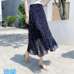 High-Waisted Irregular Floral Chiffon Skirt and Fishtail Long Dress for Travel, Beach, and Sun Protection