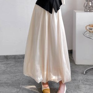 High-Waisted Jellyfish Floral A-Line Skirt - Slim Fit, Glossy Finish, Puff Style, Spring Summer Women's Fashion, Elastic Waist