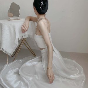 High-Waisted Jellyfish Floral A-Line Skirt - Slim Fit, Glossy Finish, Puff Style, Spring Summer Women's Fashion, Elastic Waist