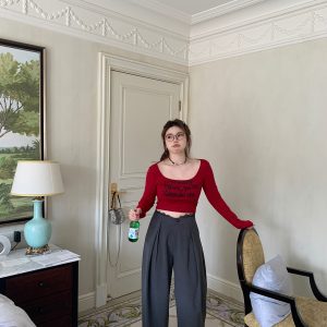 High-Waisted Lace Splicing Wide-Leg Pants - Relaxed Fit Slimming Trousers for Effortless Style