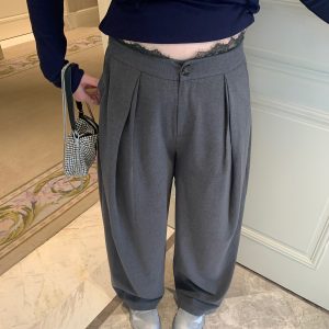 High-Waisted Lace Splicing Wide-Leg Pants - Relaxed Fit Slimming Trousers for Effortless Style