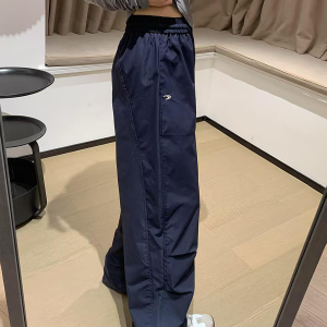 High-Waisted Loose-Fit Vintage Work Pants for Women, Parachute Wide-Leg Casual Joggers, Floor-Length Sports Trousers