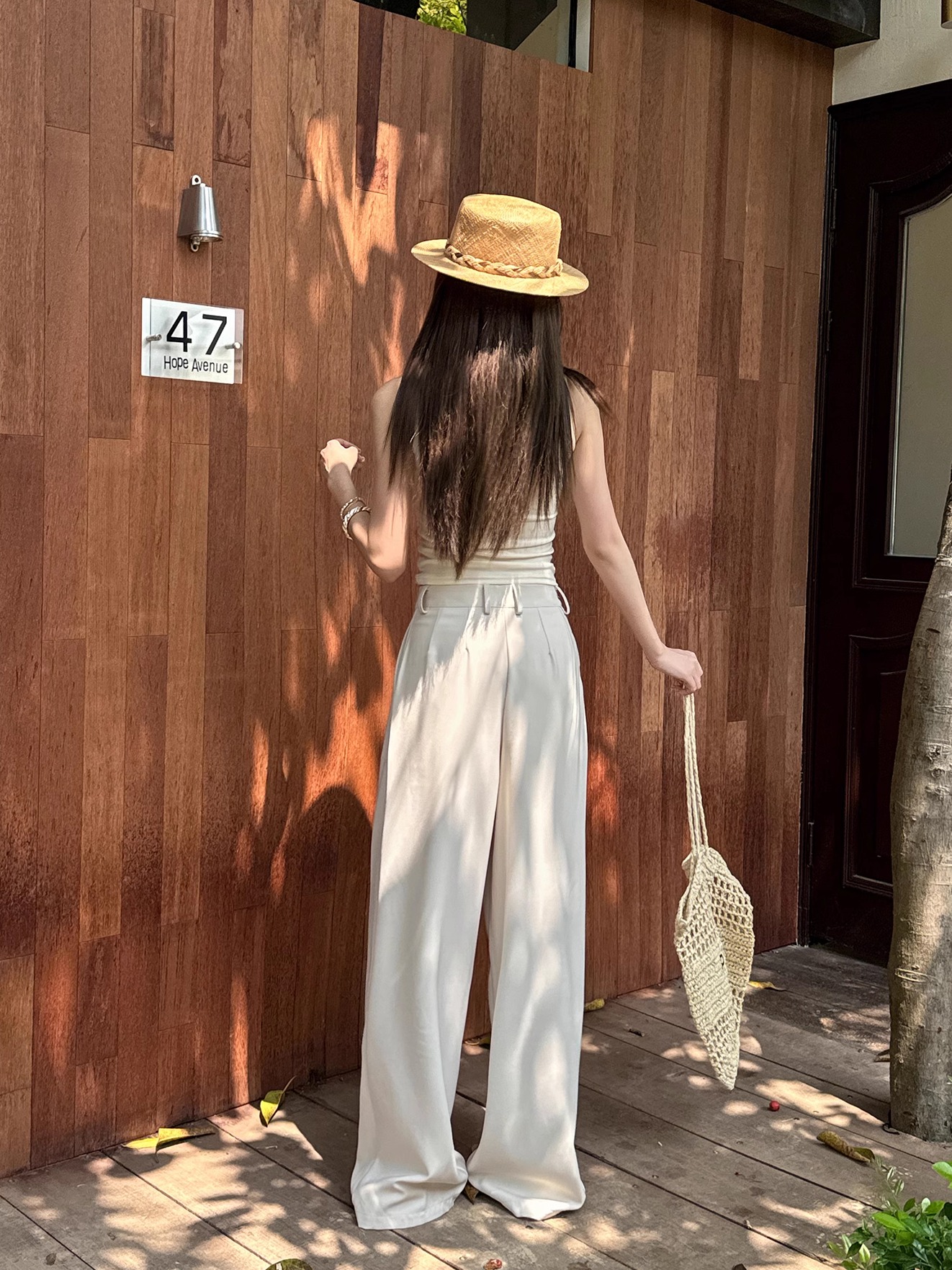 High-Waisted Loose Off-White Wide-Leg Pants for Women - Spring/Summer Floor-Length Draped Trousers in Light Fabric High-Waisted Loose Off-White Wide-Leg Pants for Women - Spring/Summer Floor-Length Draped Trousers in Light Fabric