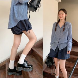 High-Waisted Niche Drawstring Flower Bud Shorts for Women - Slimming Casual Summer Style for Petite Sizes